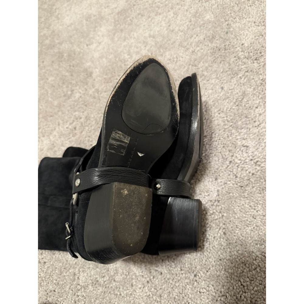 Barbara Bui Biker Moto Suede Ankle Boots Size 8 EU38 Pull On Straps And‎ Ring - Picture 8 of 11